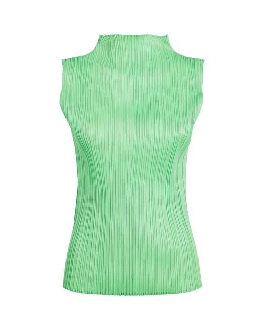Pleats Please Issey Miyake Green New Colorful Basics 4 Sleeveless Top