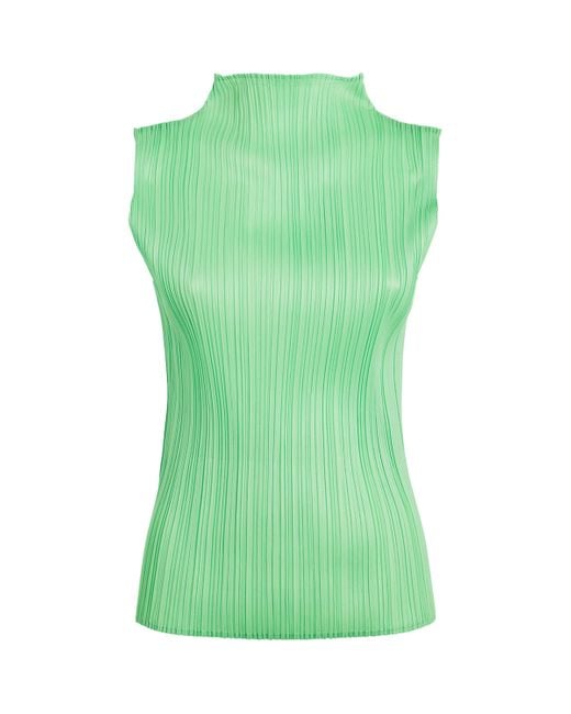 Pleats Please Issey Miyake Green New Colorful Basics 4 Sleeveless Top