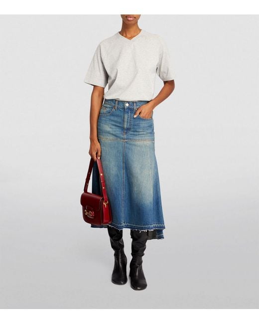 Victoria Beckham Blue Denim Midi Skirt