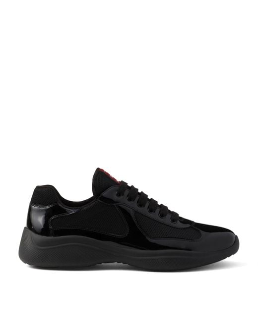 Prada Black Patent Leather-Blend America's Cup Sneakers for men