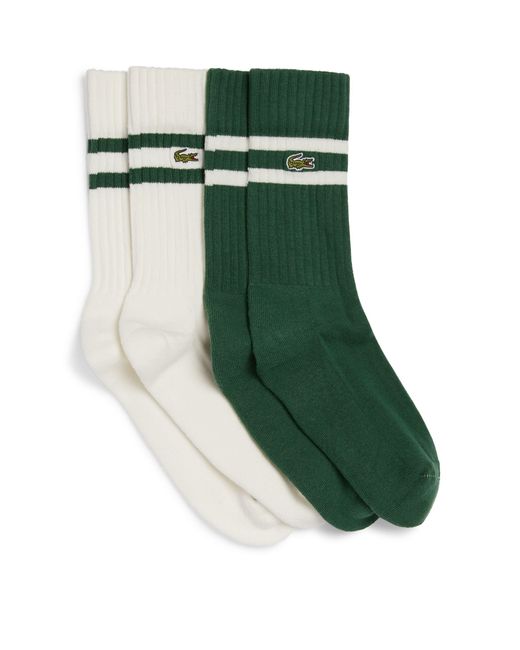 Lacoste Green Ribbed Logo Socks (pack Of 2) for men