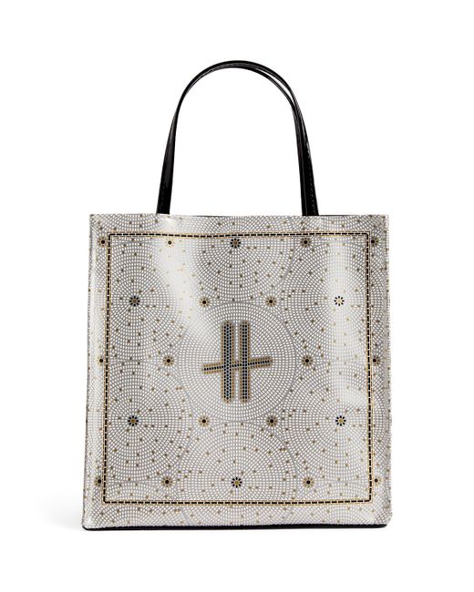 Harrods Gray Small Mosaic Floor Shopper Bag