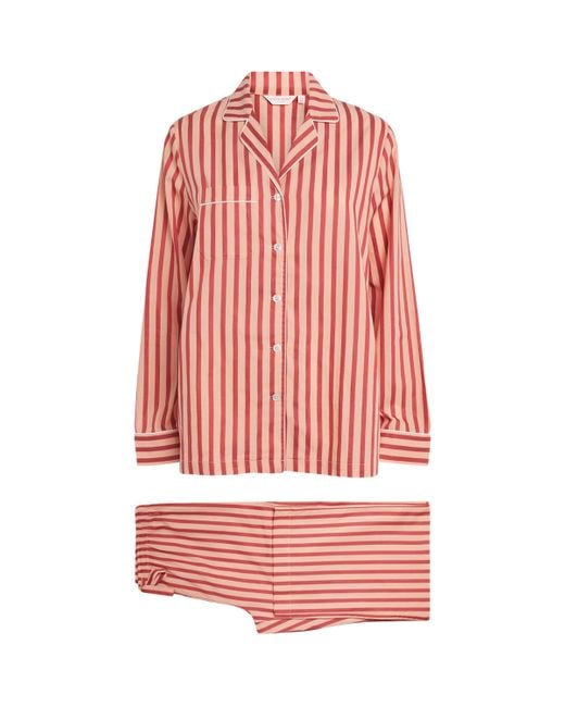 Derek Rose Red Cotton Capri Pyjama Set