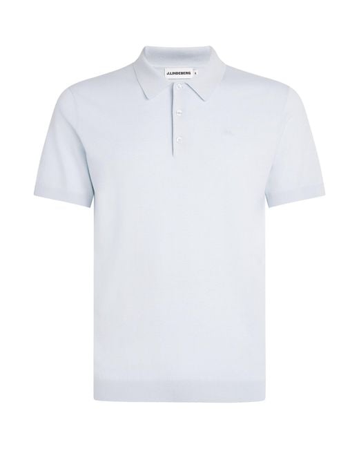 J.Lindeberg White Knitted Ridge Polo Shirt for men