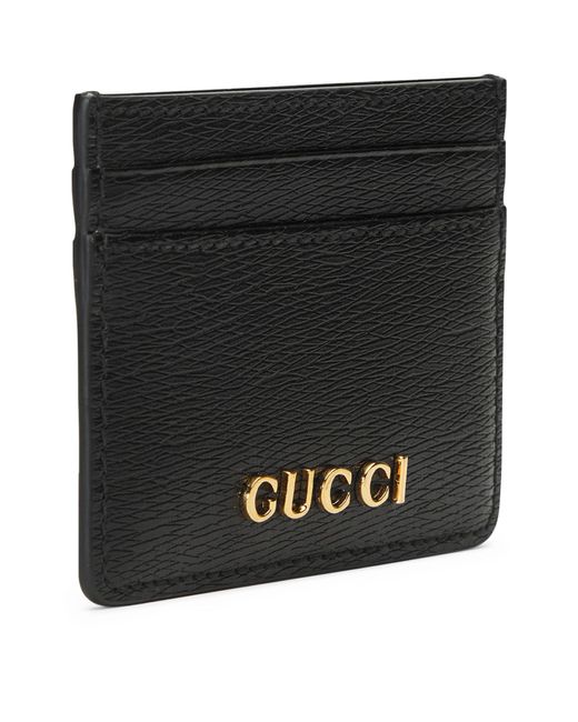 Gucci Black Leather Letter Script Card Holder