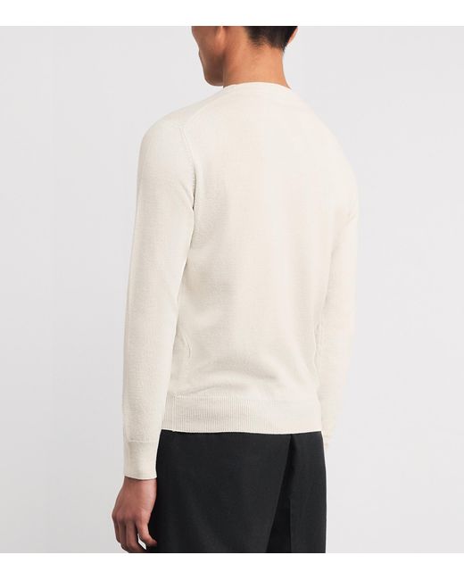 Isaia White Cashmere Crew-Neck Sweater for men