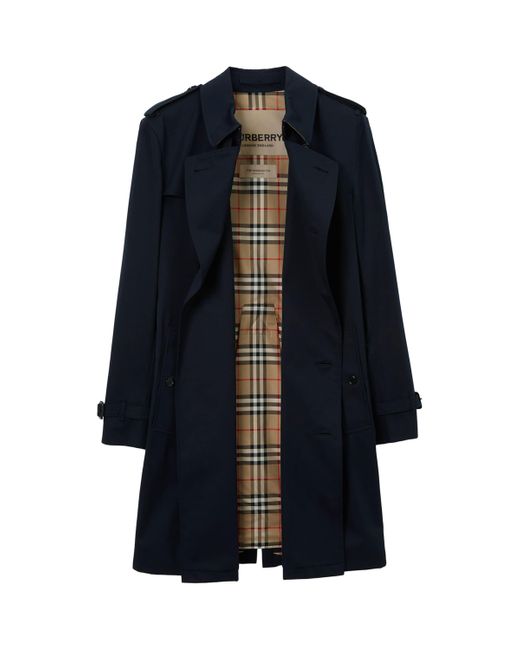 Burberry Blue Mid-Length Kensington Heritage Trench Coat for men