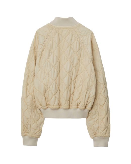Burberry Natural Nylon Quilted Bomber Jacket