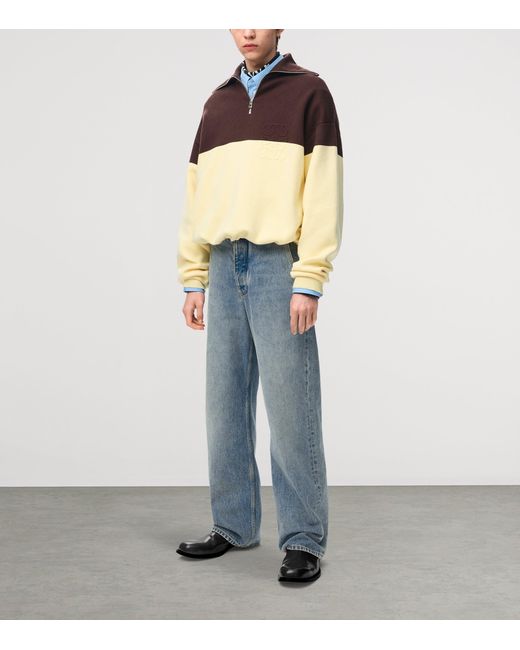 Loewe Blue Apos;S Leather-Patch Straight-Leg Jeans for men