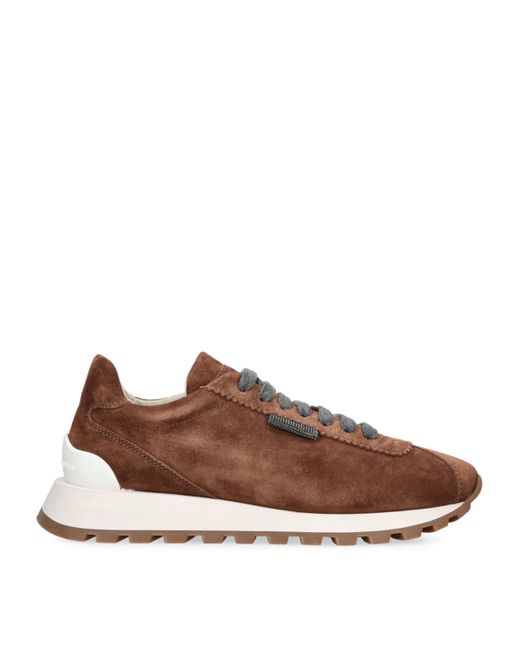 Brunello Cucinelli Brown Suede Runner Sneakers