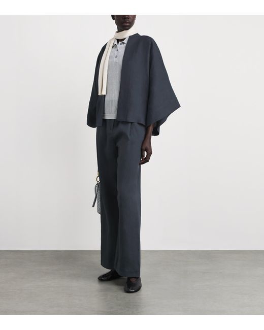 Eleventy Blue Linen Tailored Trousers