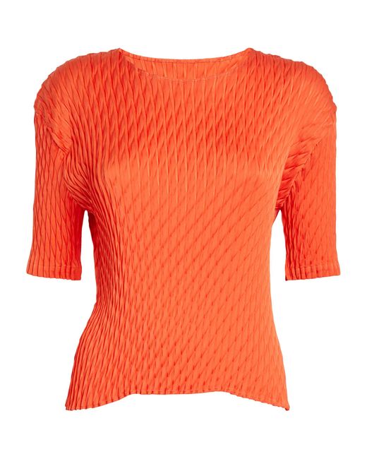 Issey Miyake Orange Diffused Pleats T-shirt
