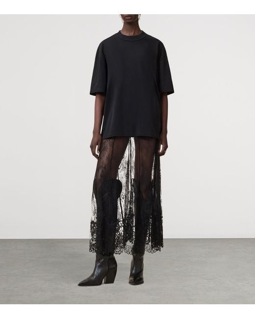 AllSaints Black Lace Arran Maxi Skirt