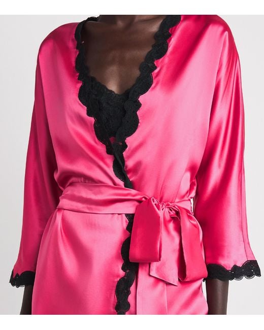 Loretta Caponi Pink Silk Corbezzollo Short Robe