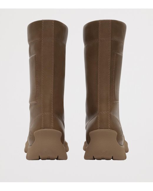 Burberry Brown Leather Tone Lace-Up Boots