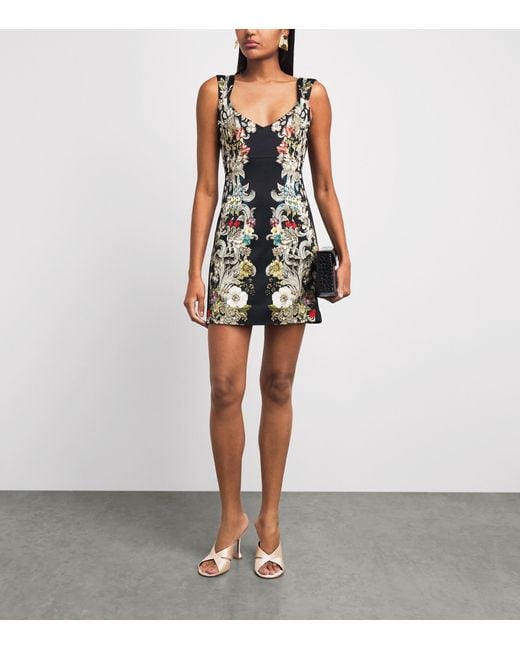 Alice + Olivia Black Satin Renee Mini Dress