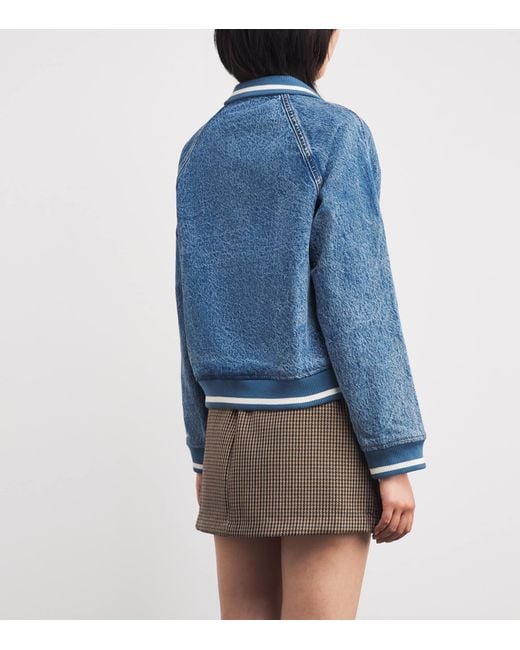 Sandro Blue Rib-Trim Denim Jacket