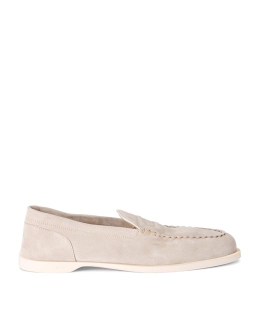 John Lobb Natural Suede Pace Loafers for men