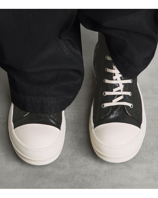 Rick Owens Black Coated Canvas High-Top Sneakers for men