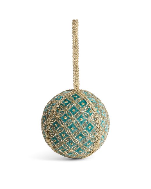 Harrods Green Velvet And Lace Embellished Bauble