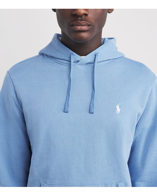 Polo Ralph Lauren Blue Cotton Loopback Fleece Polo Pony Hoodie for men