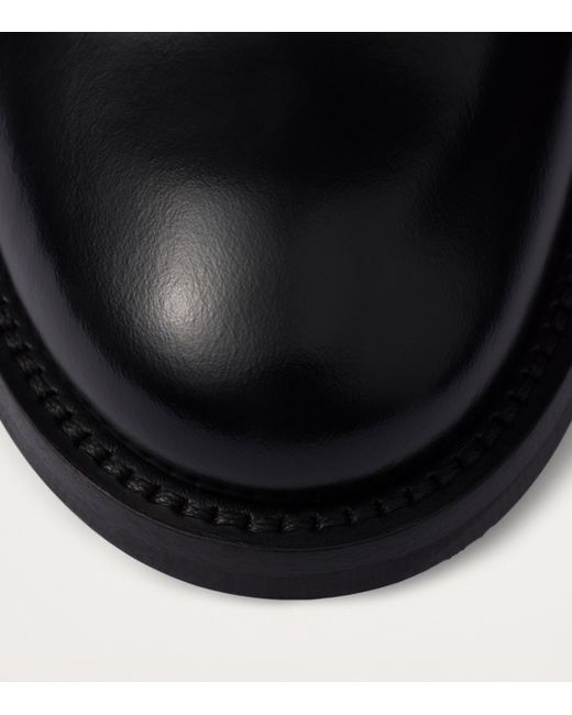 Prada Black Brushed Leather Ankle Boots