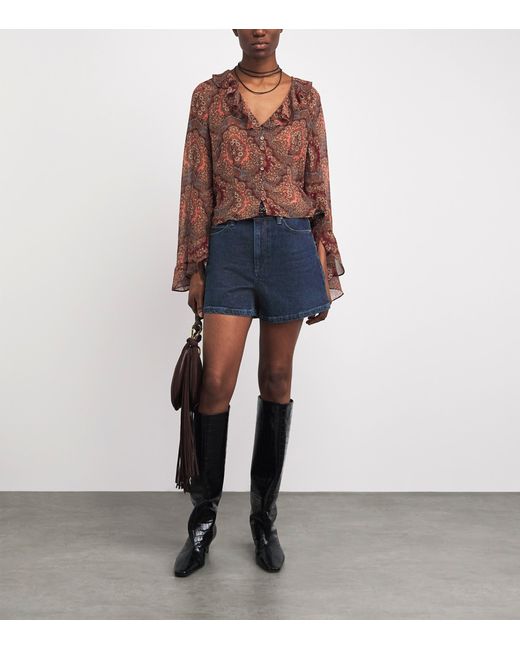 PAIGE Blue Dani High-Rise Denim Shorts