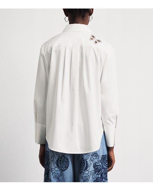 Alice + Olivia White Embellished Finely Shirt