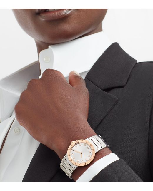 BVLGARI Metallic Stainless Steel And Rose Watch