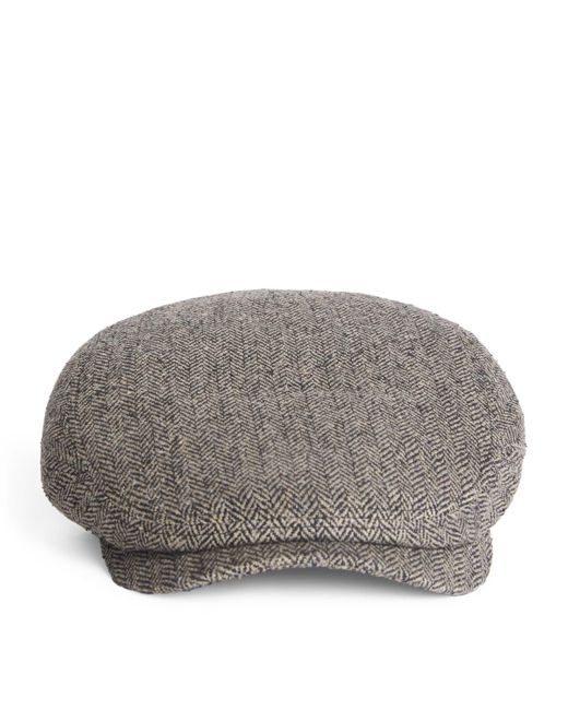 Stetson Gray Silk Herringbone Flat Cap for men