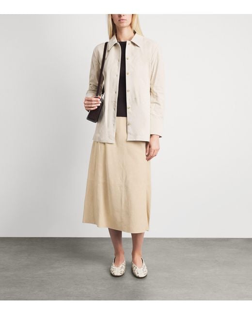 Vince Natural Suede Midi Skirt
