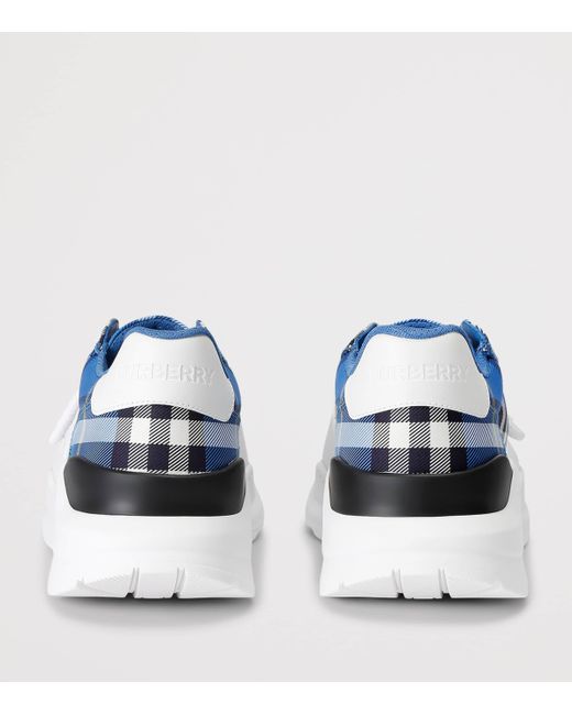Burberry Blue New Regis Vintage Check Sneakers for men