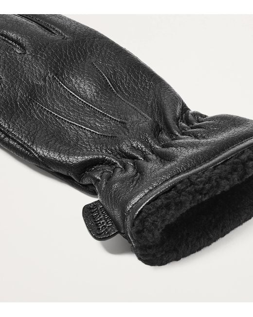 Aspinal Black Deerskin Gloves for men