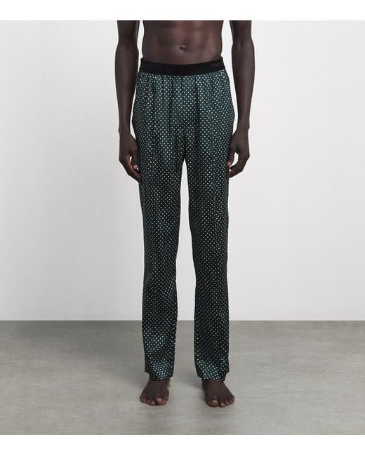 Tom Ford Gray Stretch-Silk Polka Dot Pyjama Bottoms for men