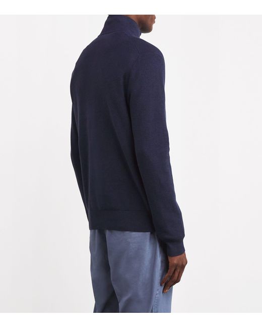 Polo Ralph Lauren Blue Cotton Quarter-Zip Sweatshirt for men