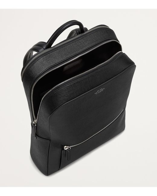 Smythson Black Grained Leather Panama Backpack for men
