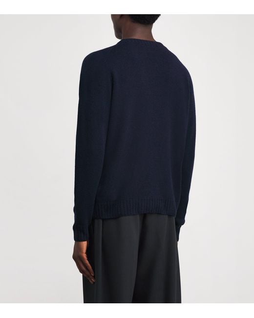 John Smedley Blue Cashmere Crew-Neck Sweater for men