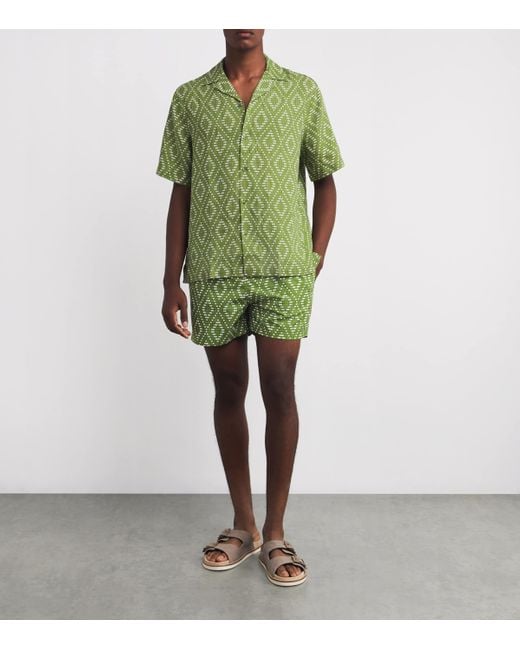 Frescobol Carioca Green Linen Raffia Roberto Shirt for men