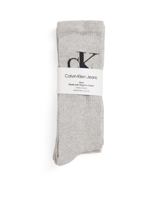 Calvin Klein Gray Ribbed Socks for men