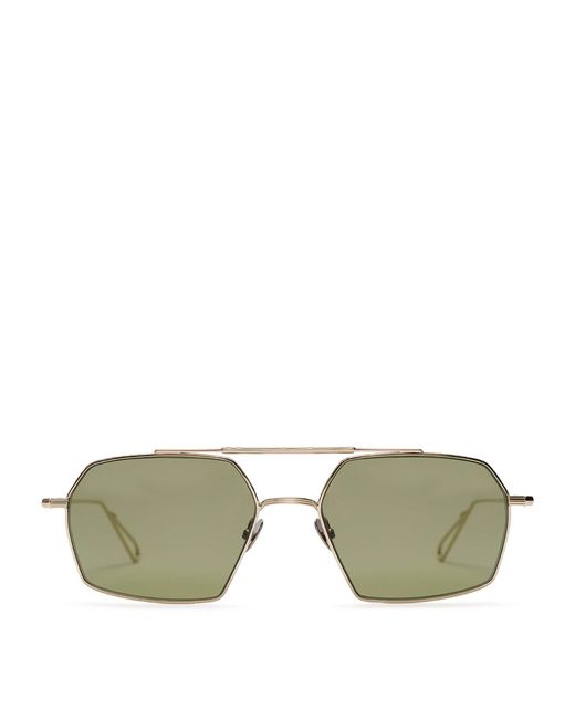 Ahlem Green Bevelled Haussmann Aviator Sunglasses for men