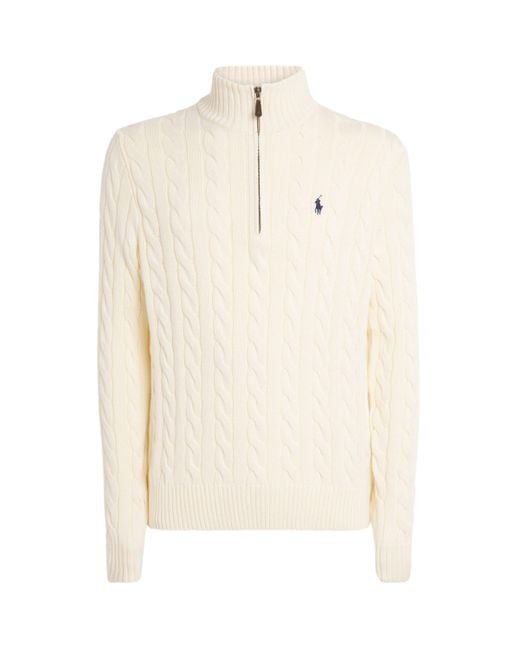 Polo Ralph Lauren White Cotton Cable Knit Sweater for men