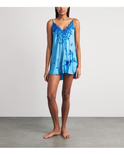 Torlowei Blue Silk Tokini Mini Slip Dress