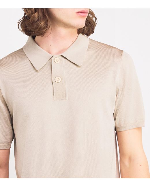 Sandro White Knitted Polo Shirt for men