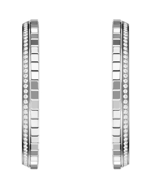 Chopard White And Diamond Ice Cube Hoop Earrings