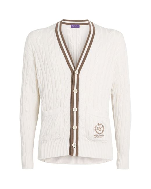 Ralph Lauren White X Wimbledon Cotton-Blend Cable-Knit Cardigan for men