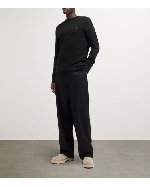 AllSaints Black Merino Wool Mode Sweater for men