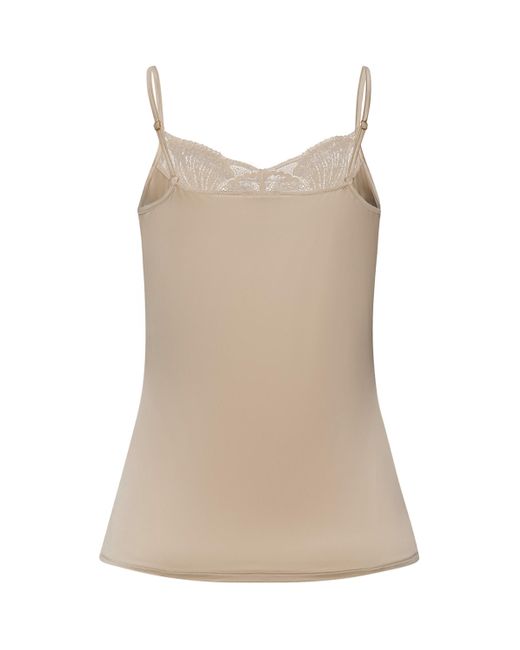 Hanro Brown Satin Lace-Trim Lilith Camisole