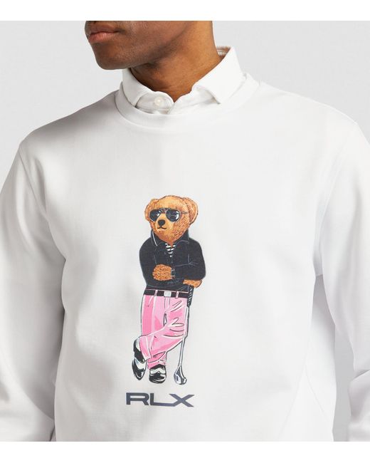 RLX Ralph Lauren White Golf Polo Bear Sweatshirt for men