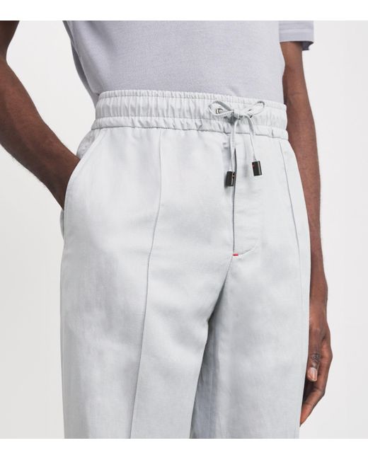 Isaia White Drawstring Trousers for men