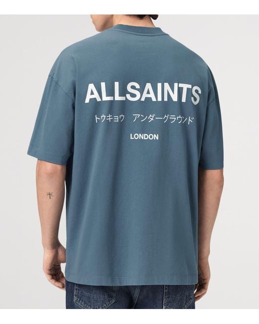 AllSaints Blue Organic Cotton Underground T-Shirt for men
